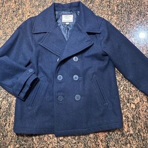 Janie and Jack.  Navy blue winter pea coat.  Boys 3/4